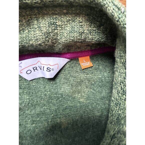 ORVIS R65 Men'S OLIVE GREEN Sweater FLEECE FULL ZIP JACKET SIZE L BNWT! - Picture 3 of 9